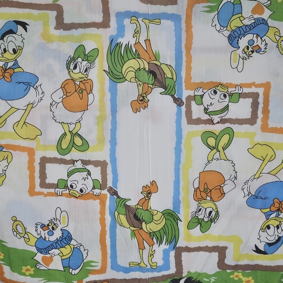 VTG Disney Alice in Wonderland Bambi Robin Hood Mickey Twin Flat Sheet 59.5"x89" - Picture 9 of 16